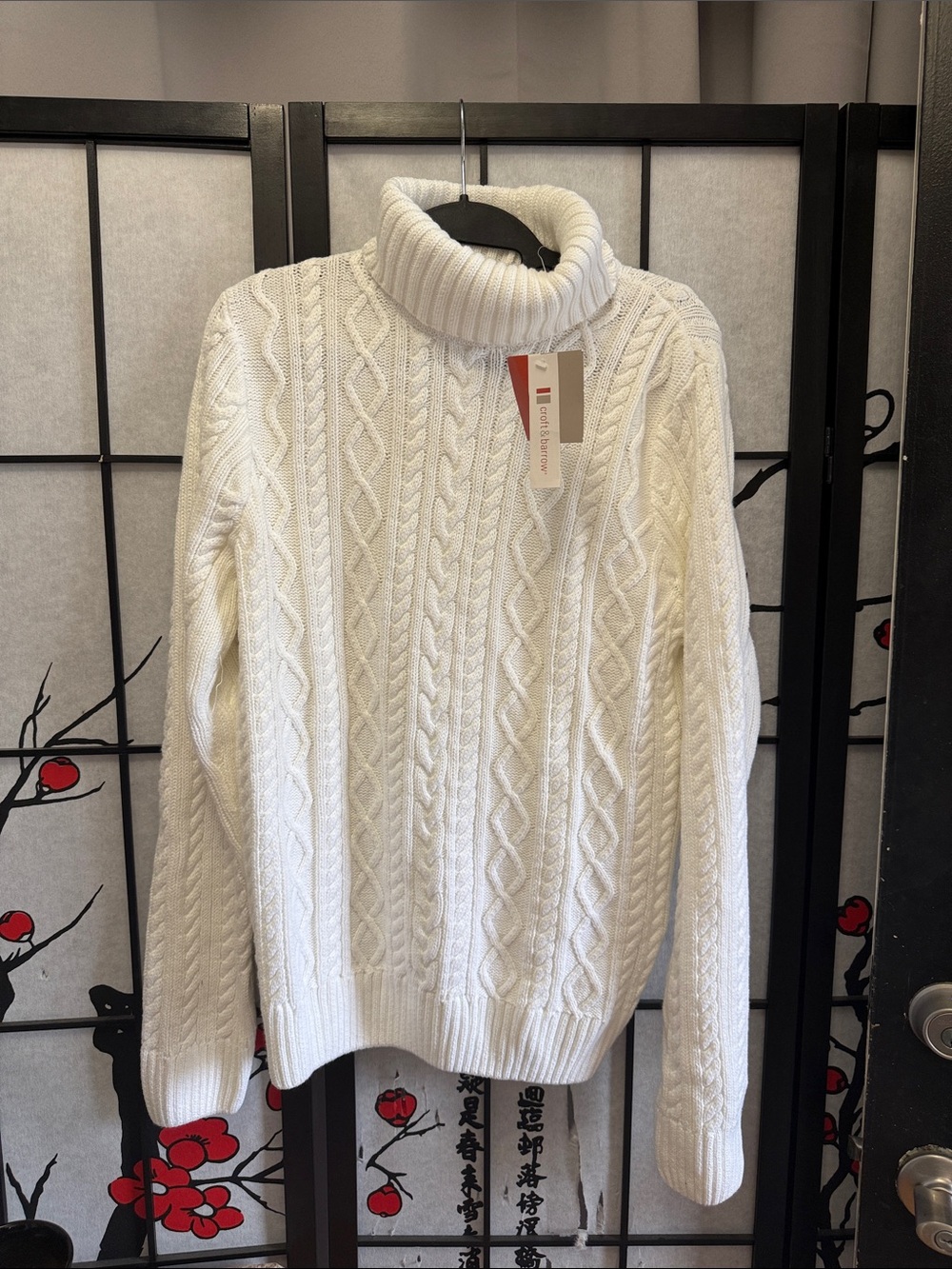 NWT Classic White Cable-Knit Turtleneck Sweater by Croft & Barrow